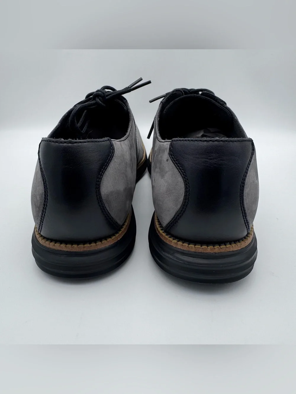 Cole Haan Original Grand Saddle Shoes Black Gray Nubuck Men’s 12 M NWOB
